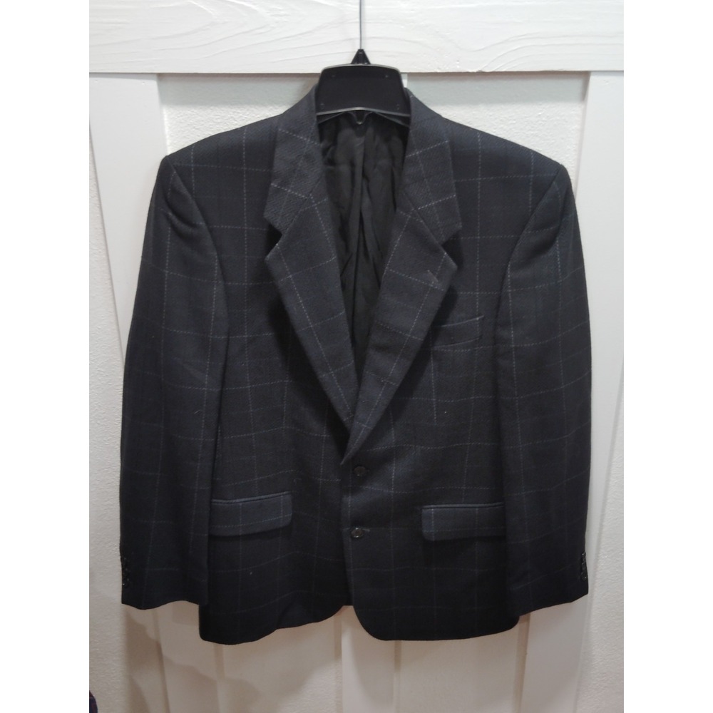 D. Fine Massimo Pascali Windowpane Geometric Blazer 100 Virgin Wool Shell